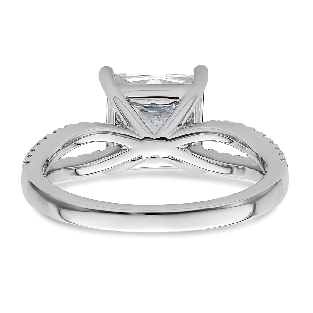 14k White Gold 2 3/4 carat Lab Grown Diamond VS+ F+ Princess Complete Engagement Ring
