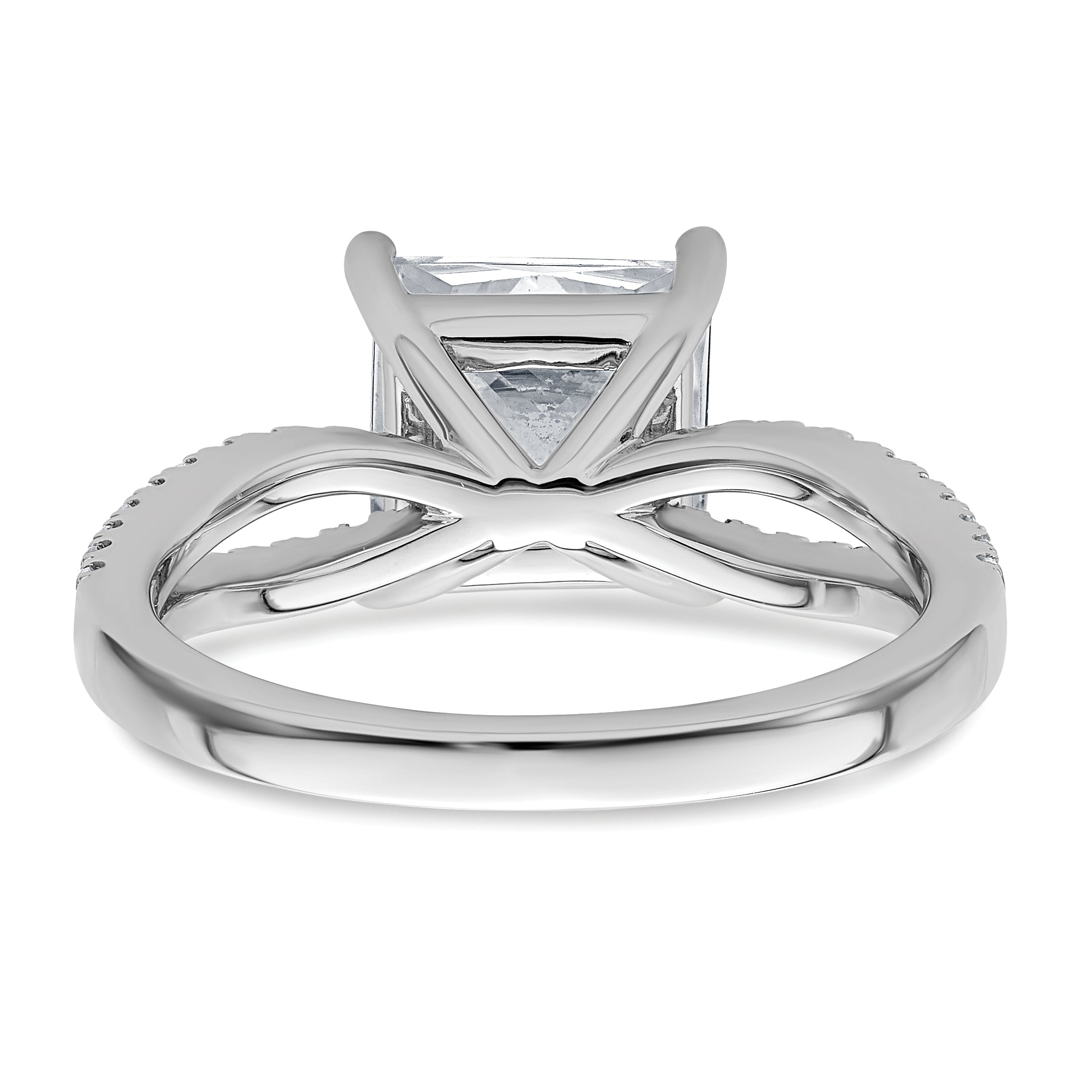14k White Gold 2 3/4 carat Lab Grown Diamond VS+ F+ Princess Complete Engagement Ring