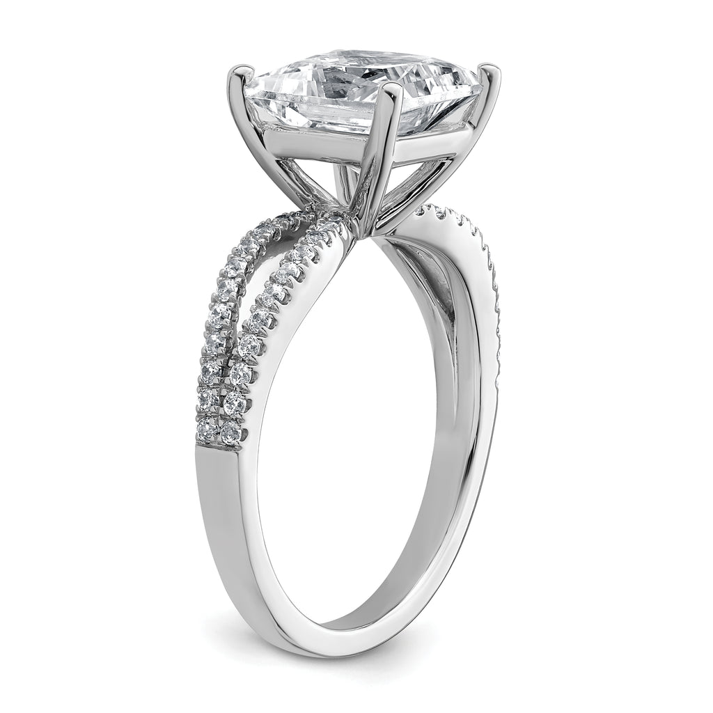 14k White Gold 2 3/4 carat Lab Grown Diamond VS+ F+ Princess Complete Engagement Ring