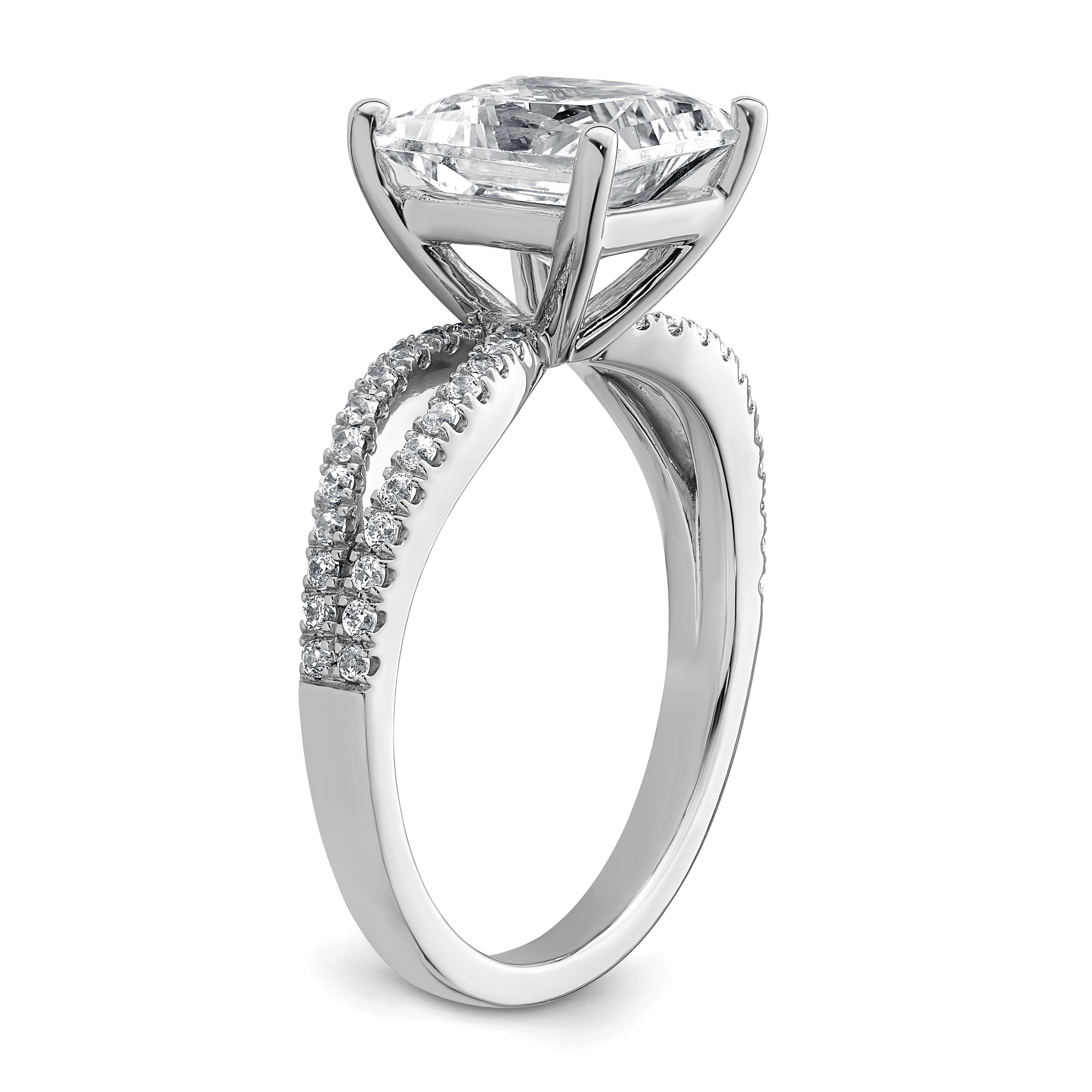 14k White Gold 2 3/4 carat Lab Grown Diamond VS+ F+ Princess Complete Engagement Ring