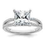 14k White Gold 2 3/4 carat Lab Grown Diamond VS+ F+ Princess Complete Engagement Ring