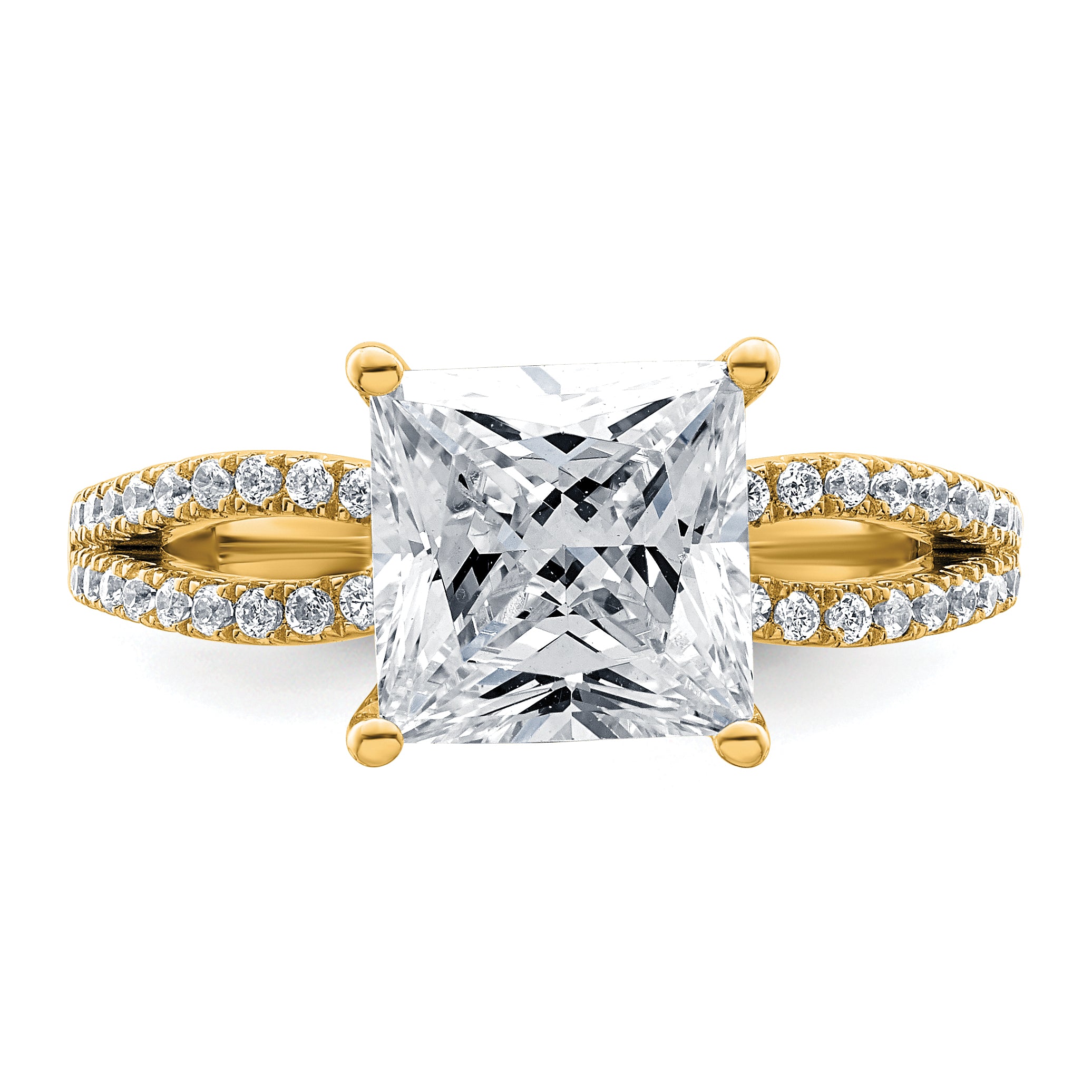 14k 2 3/4 carat Lab Grown Diamond VS+ F+ Princess Complete Engagement Ring
