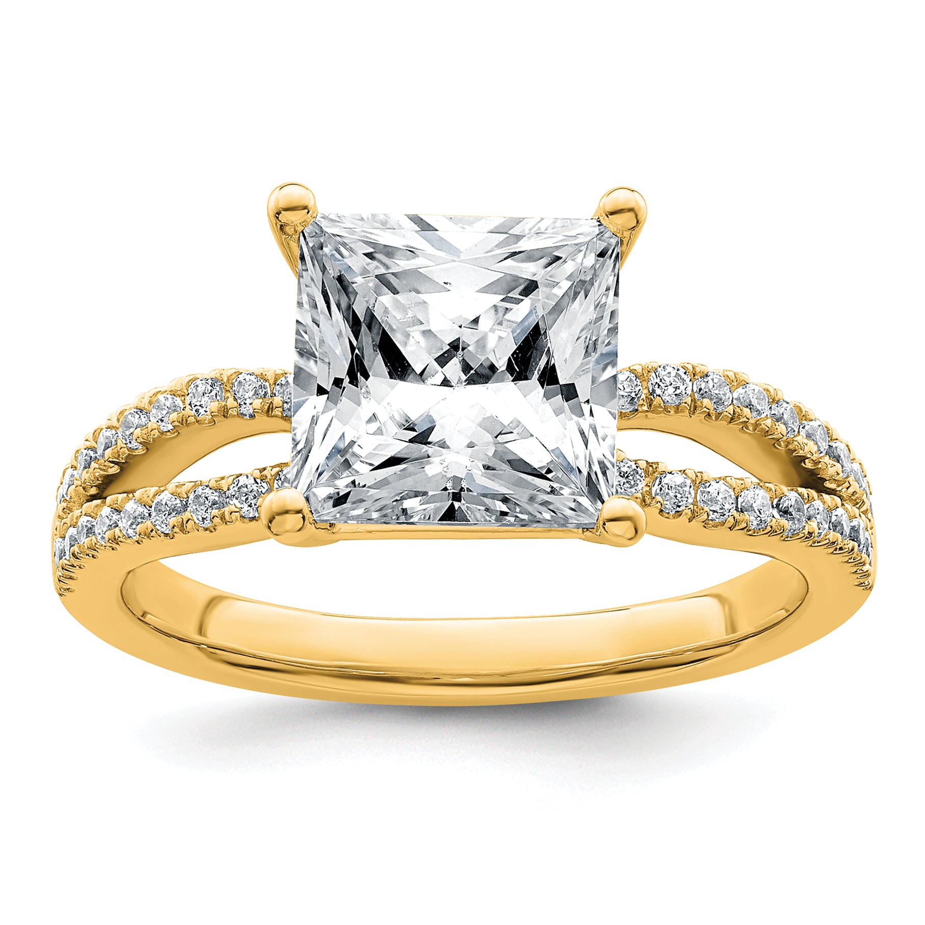 14k 2 3/4 carat Certified Lab Grown Diamond VS+ F+ Princess Complete Engagement Ring Main image