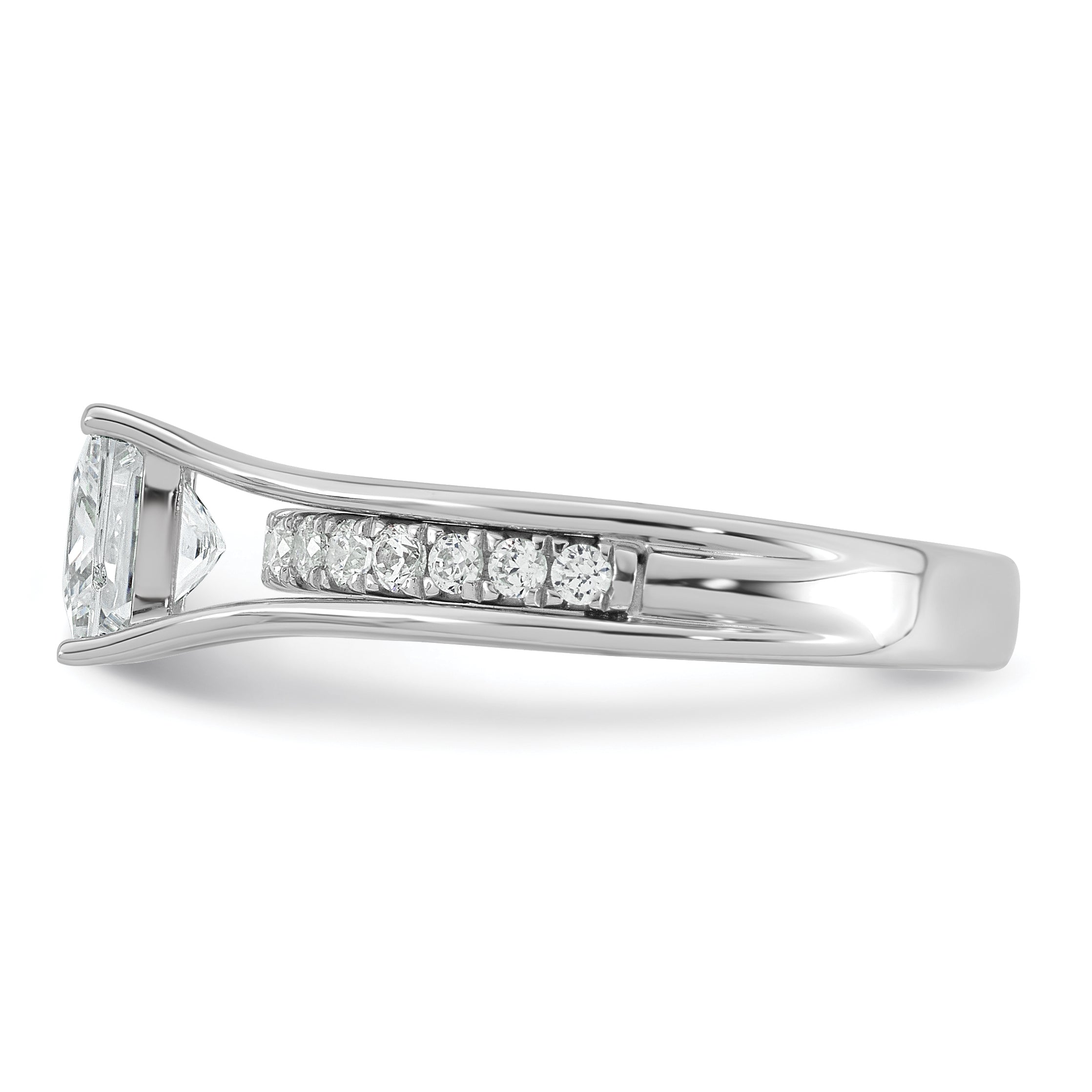 14k White Gold 1 7/8 carat Lab Grown Diamond VS+ F+ Princess Complete Engagement Ring