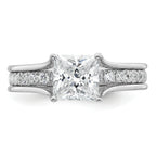 14k White Gold 1 7/8 carat Lab Grown Diamond VS+ F+ Princess Complete Engagement Ring