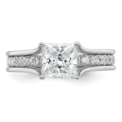 14k White Gold 1 7/8 carat Lab Grown Diamond VS+ F+ Princess Complete Engagement Ring