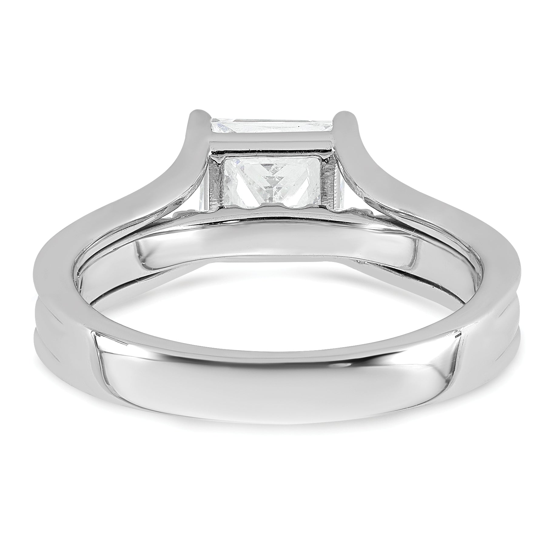 14k White Gold 1 7/8 carat Lab Grown Diamond VS+ F+ Princess Complete Engagement Ring