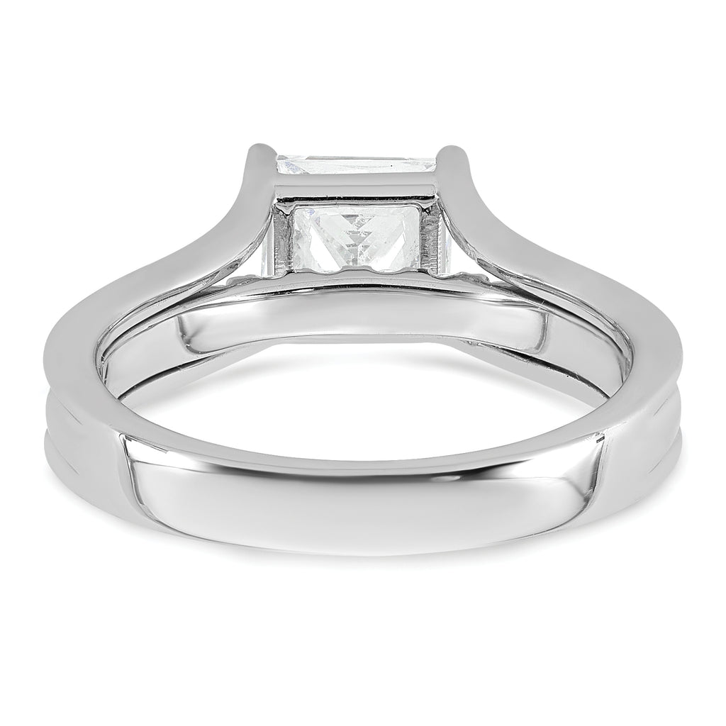 14k White Gold 1 7/8 carat Lab Grown Diamond VS+ F+ Princess Complete Engagement Ring