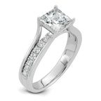 14k White Gold 1 7/8 carat Lab Grown Diamond VS+ F+ Princess Complete Engagement Ring