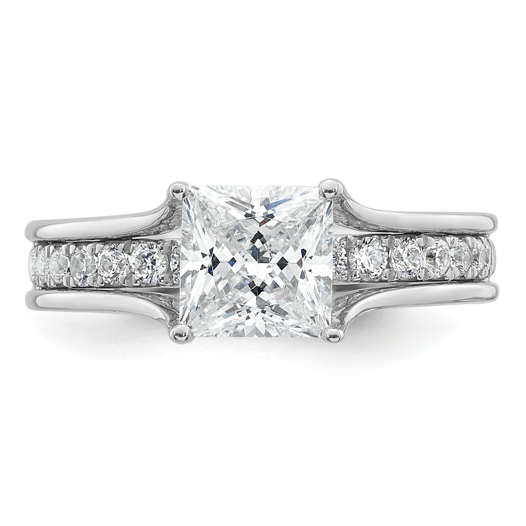 14k White Gold 1 7/8 carat Certified Lab Grown Diamond VS+ F+ Princess Complete Engagement Ring