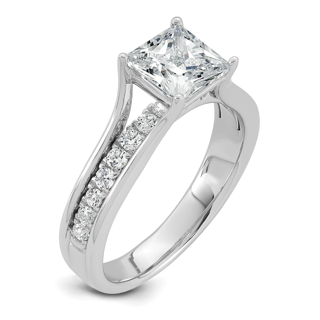 14k White Gold 1 7/8 carat Certified Lab Grown Diamond VS+ F+ Princess Complete Engagement Ring