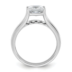 14k White Gold 2 1/2 carat Lab Grown Diamond VS+ F+ Princess Complete Engagement Ring