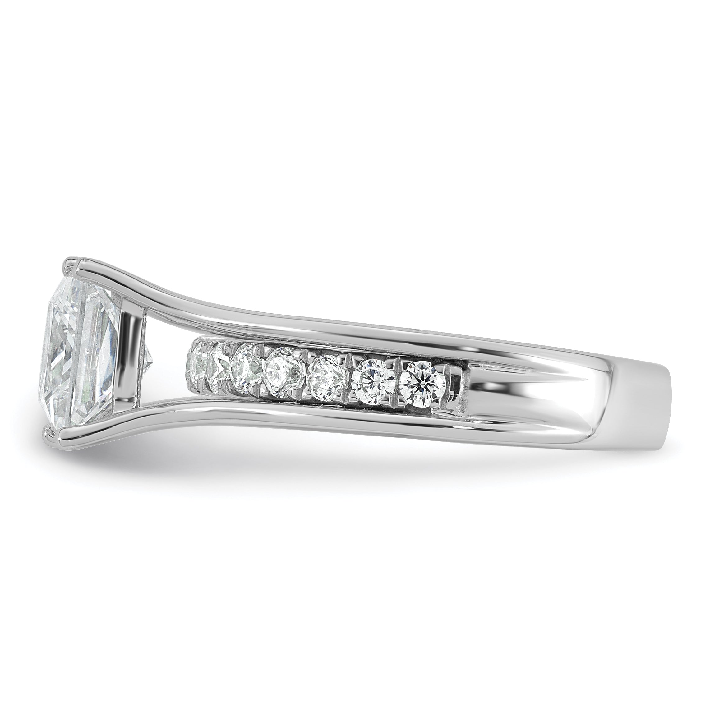 14k White Gold 2 1/2 carat Lab Grown Diamond VS+ F+ Princess Complete Engagement Ring