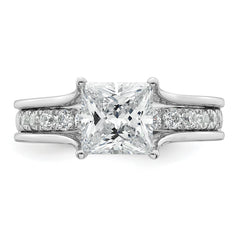 14k White Gold 2 1/2 carat Lab Grown Diamond VS+ F+ Princess Complete Engagement Ring