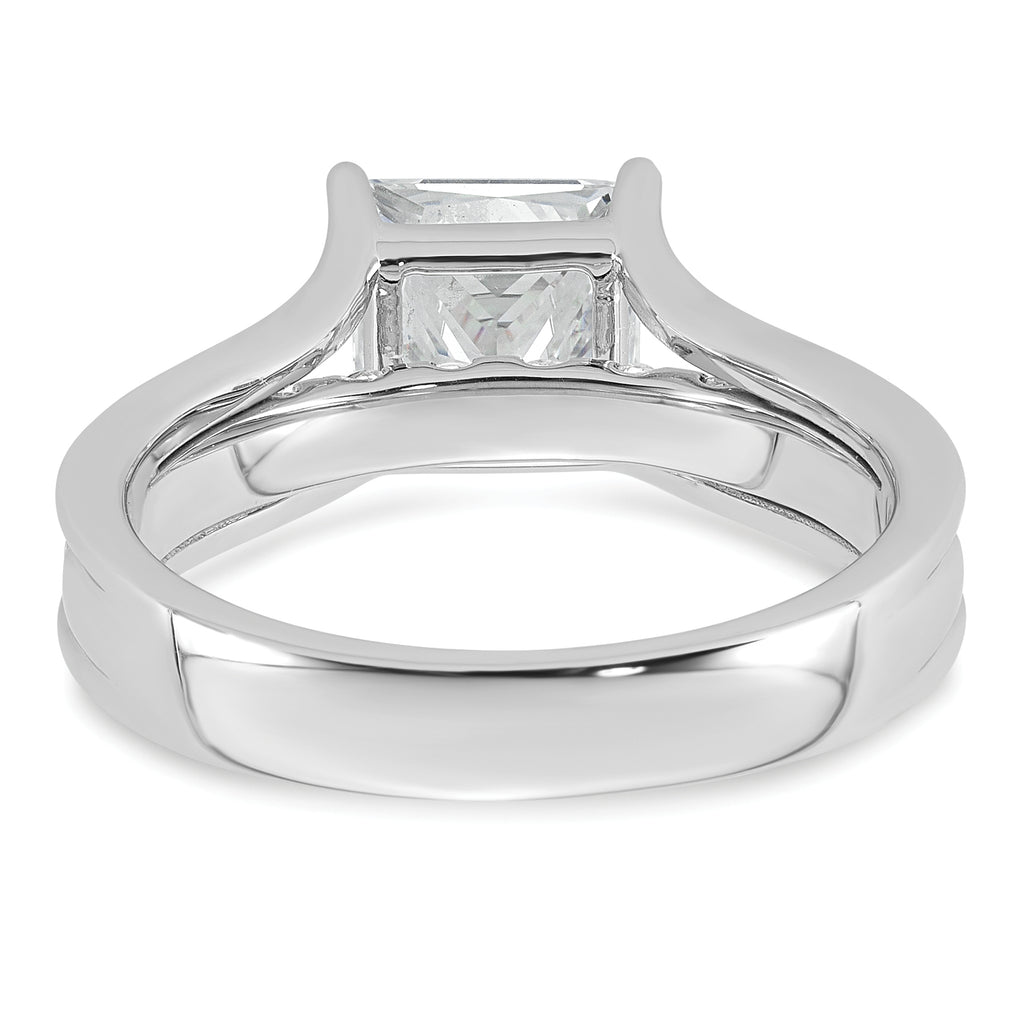 14k White Gold 2 1/2 carat Lab Grown Diamond VS+ F+ Princess Complete Engagement Ring