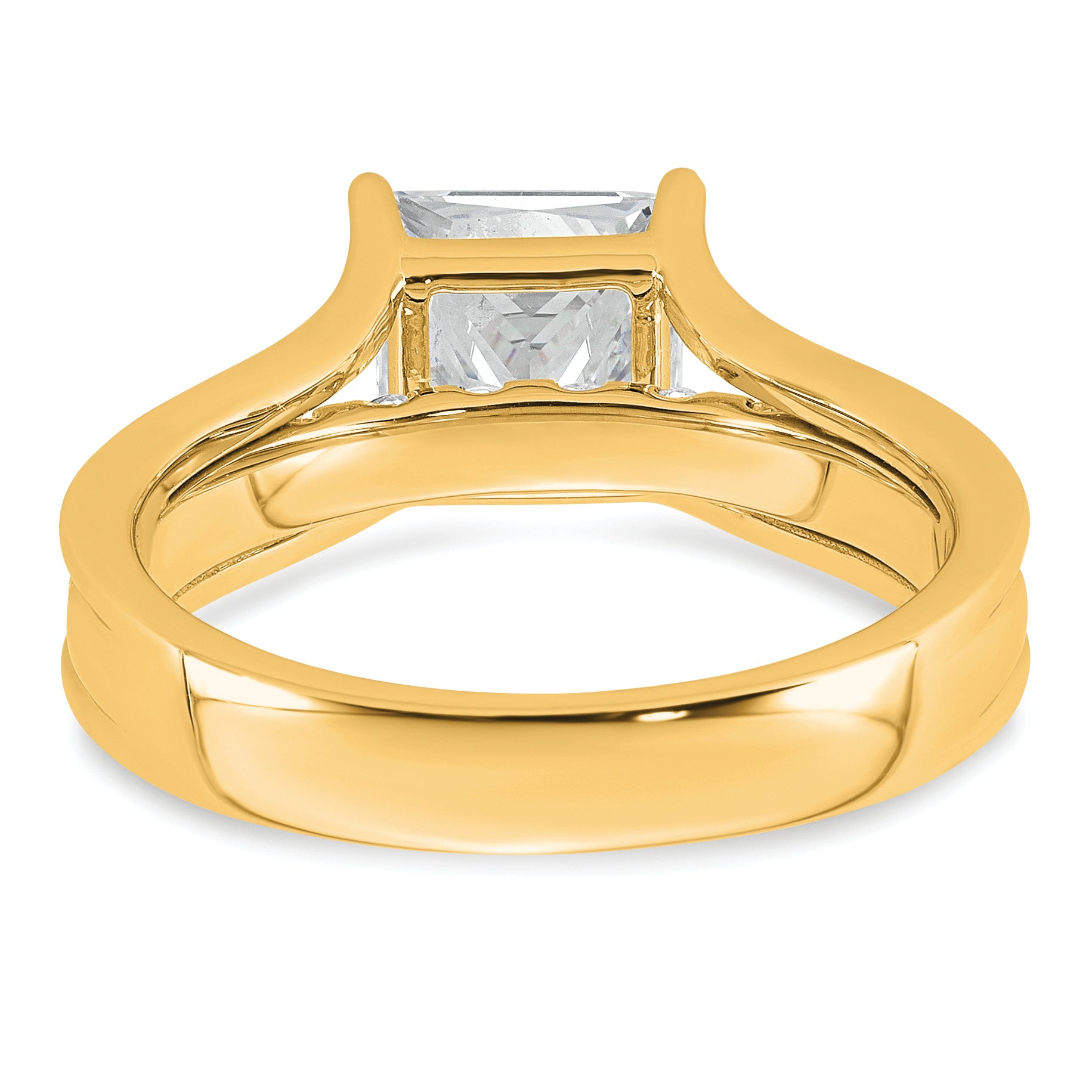 14k 2 1/2 carat Lab Grown Diamond VS+ F+ Princess Complete Engagement Ring