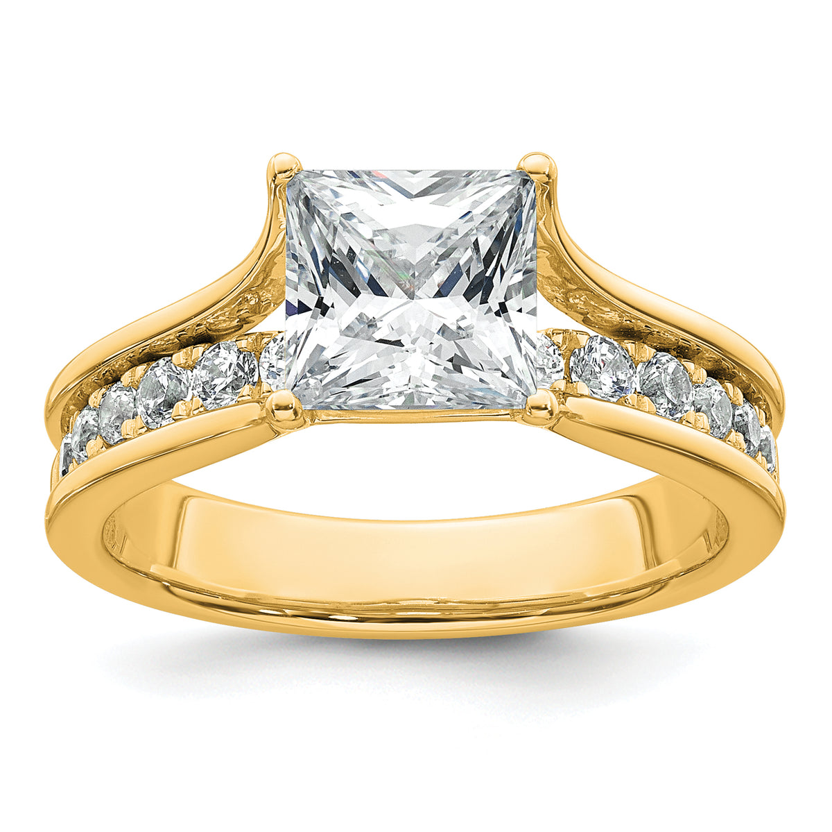 14k 2 1/2 carat Lab Grown Diamond VS+ F+ Princess Complete Engagement Ring