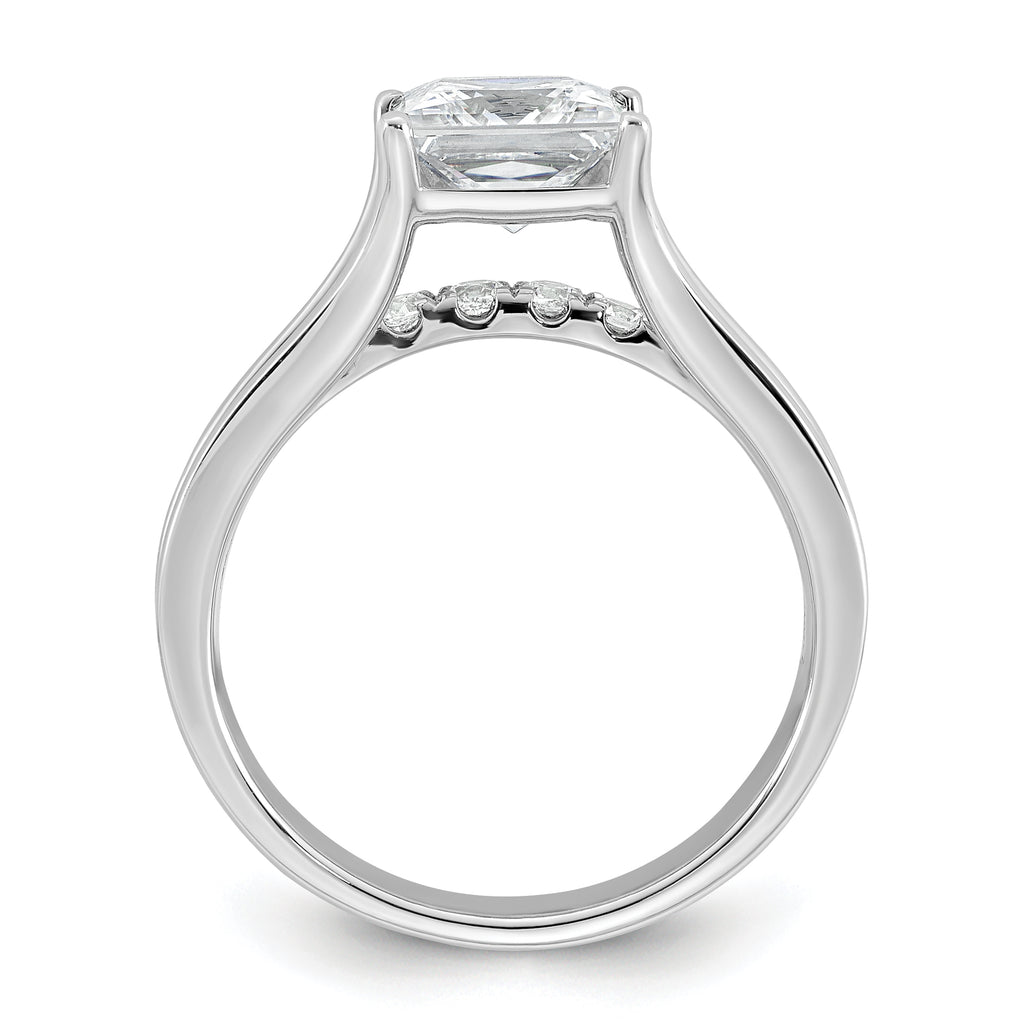 14k White Gold 2 1/2 carat Certified Lab Grown Diamond VS+ F+ Princess Complete Engagement Ring