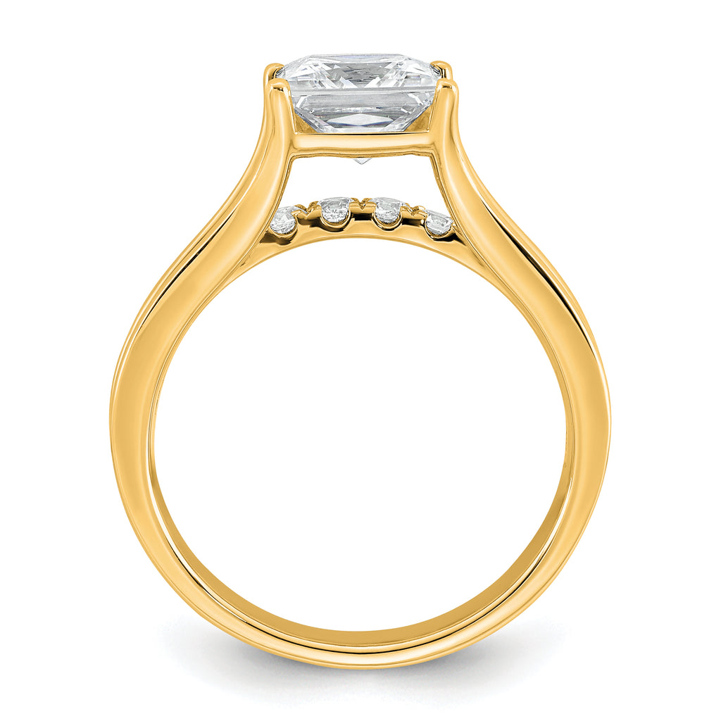 14k 2 1/2 carat Certified Lab Grown Diamond VS+ F+ Princess Complete Engagement Ring