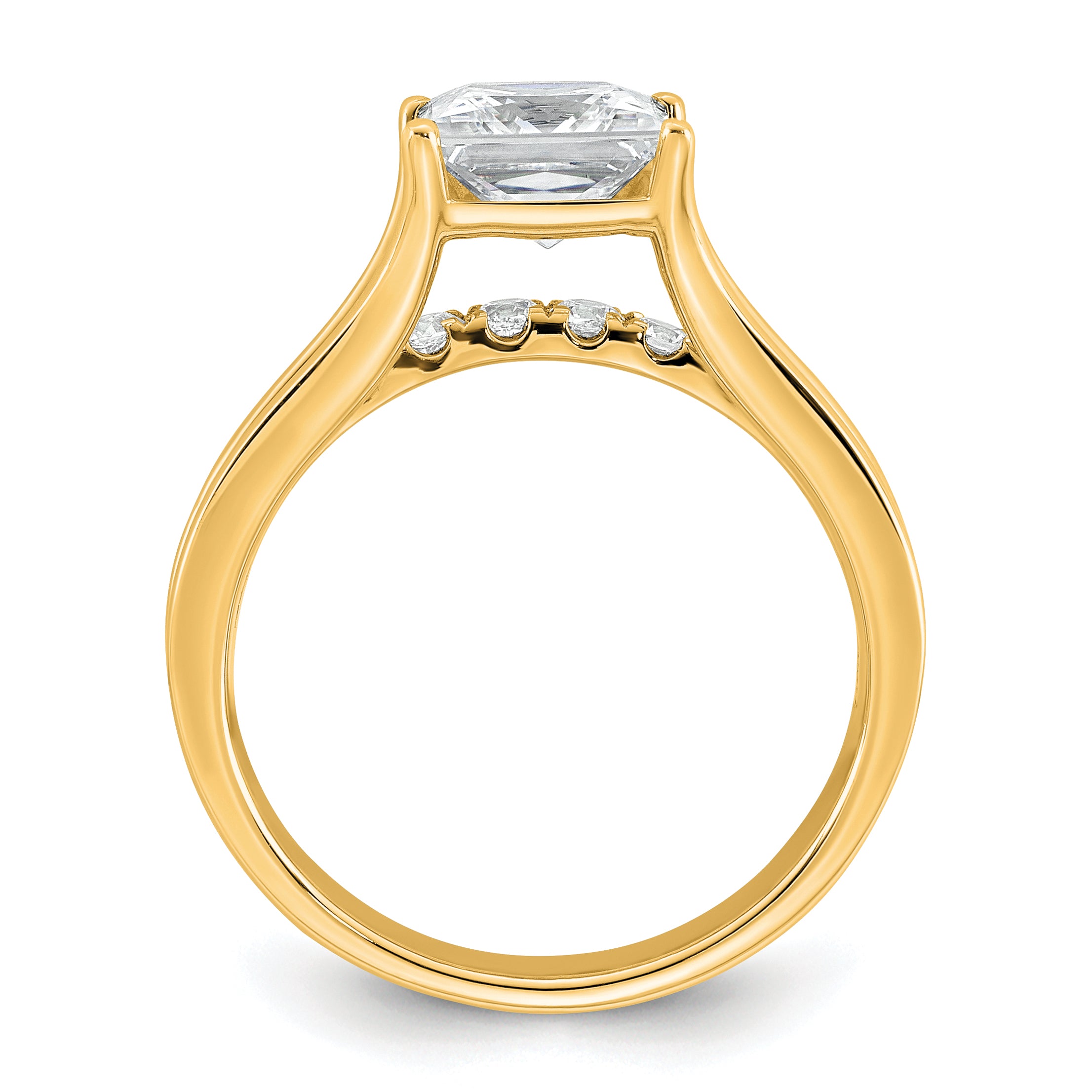 14k 2 1/2 carat Certified Lab Grown Diamond VS+ F+ Princess Complete Engagement Ring