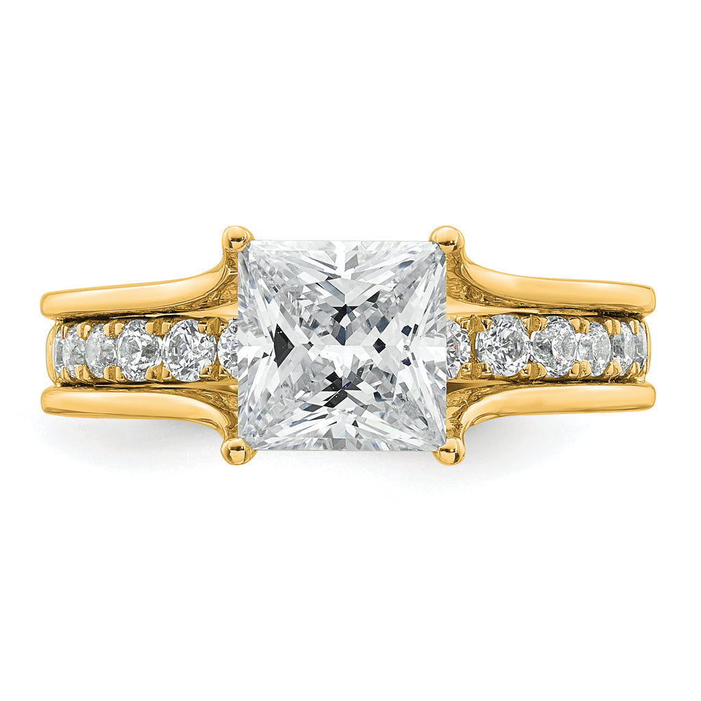 14k 2 1/2 carat Certified Lab Grown Diamond VS+ F+ Princess Complete Engagement Ring