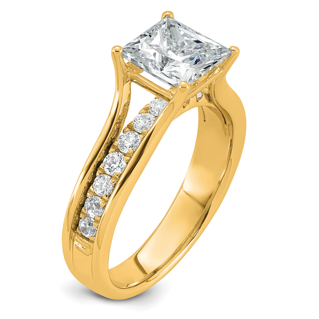 14k 2 1/2 carat Certified Lab Grown Diamond VS+ F+ Princess Complete Engagement Ring