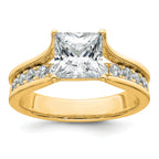 14k 2 1/2 carat Certified Lab Grown Diamond VS+ F+ Princess Complete Engagement Ring