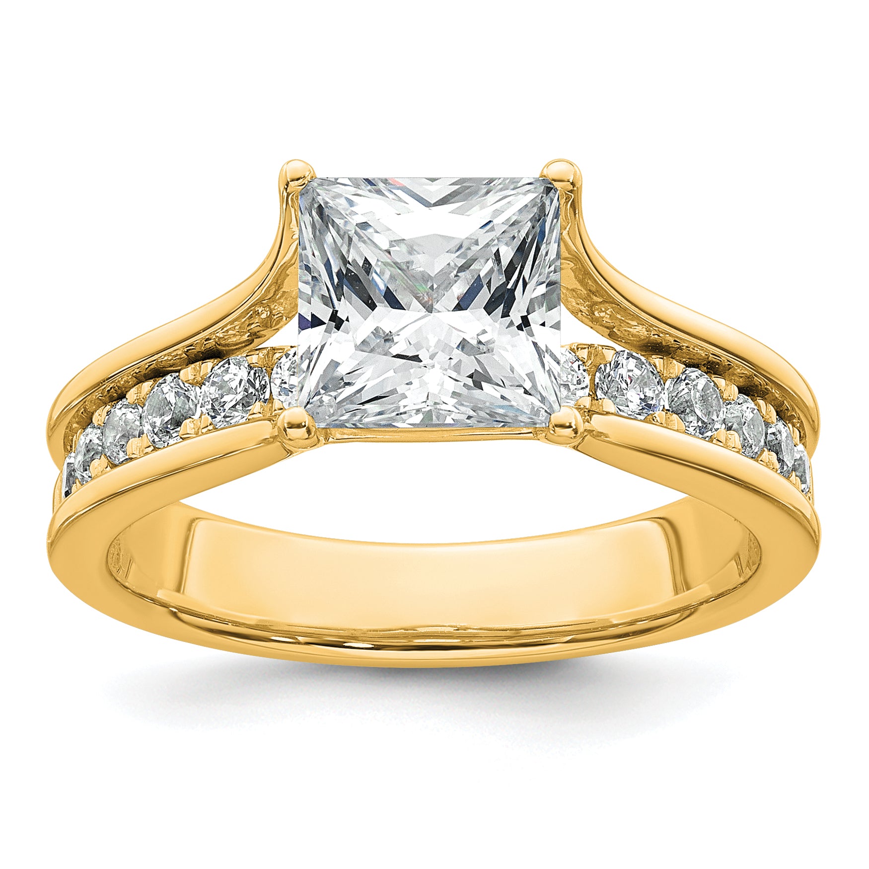 14k 2 1/2 carat Certified Lab Grown Diamond VS+ F+ Princess Complete Engagement Ring