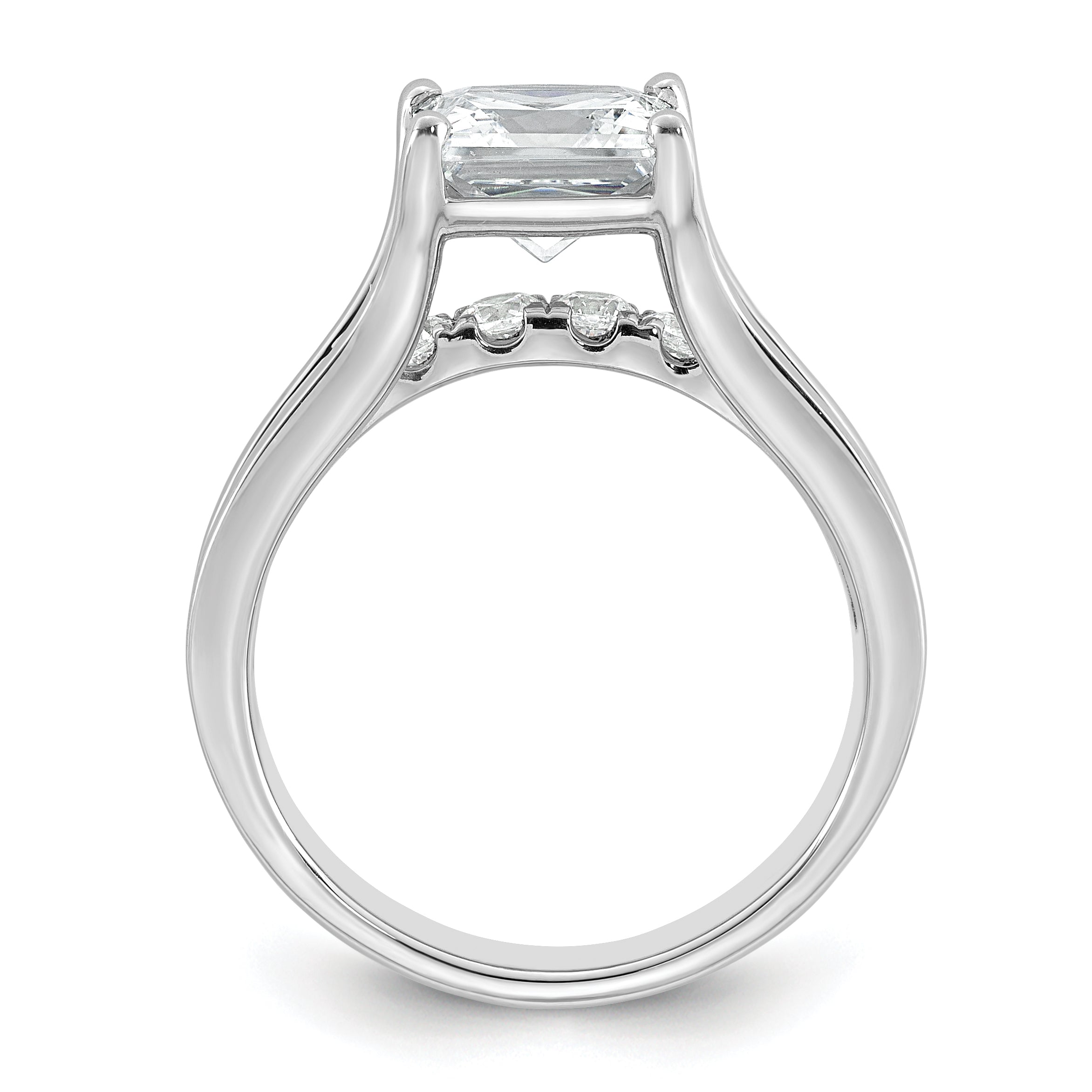 14k White Gold 3 1/6 carat Lab Grown Diamond VS+ F+ Princess Complete Engagement Ring