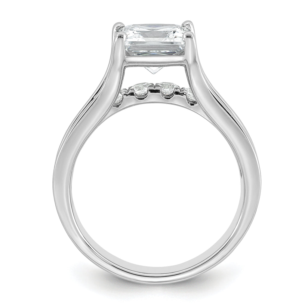 14k White Gold 3 1/6 carat Lab Grown Diamond VS+ F+ Princess Complete Engagement Ring