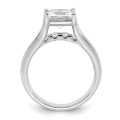 14k White Gold 3 1/6 carat Lab Grown Diamond VS+ F+ Princess Complete Engagement Ring