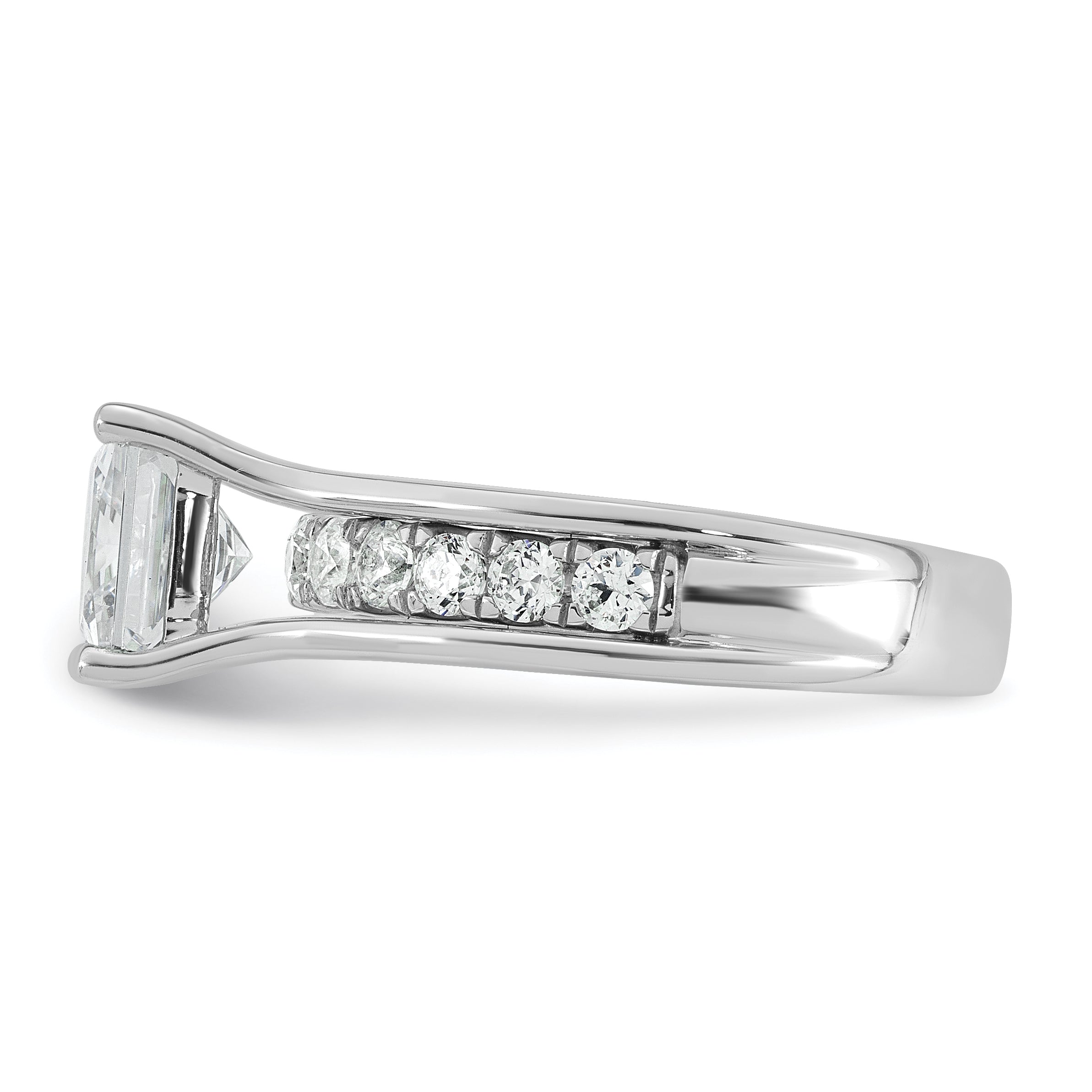 14k White Gold 3 1/6 carat Lab Grown Diamond VS+ F+ Princess Complete Engagement Ring