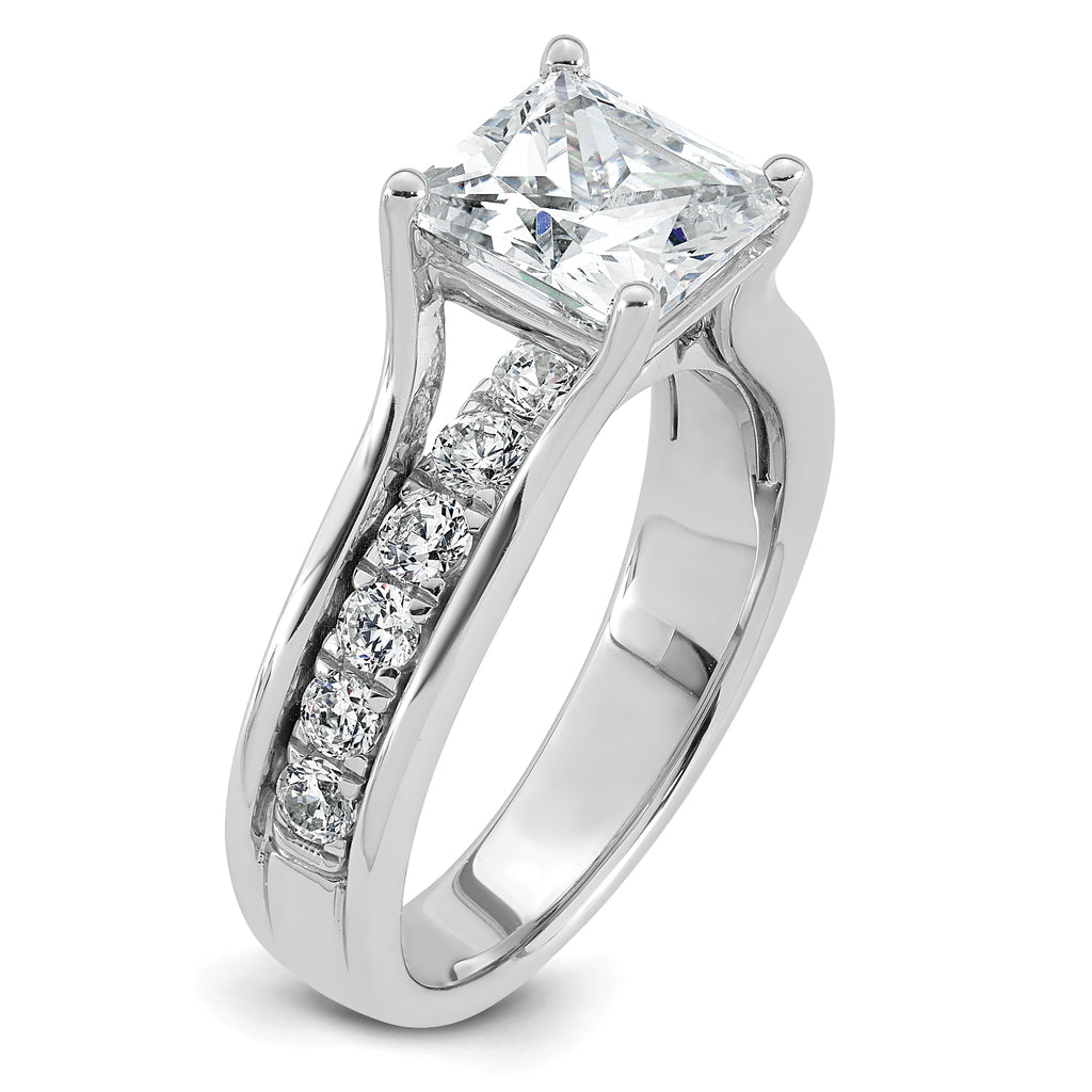 14k White Gold 3 1/6 carat Lab Grown Diamond VS+ F+ Princess Complete Engagement Ring