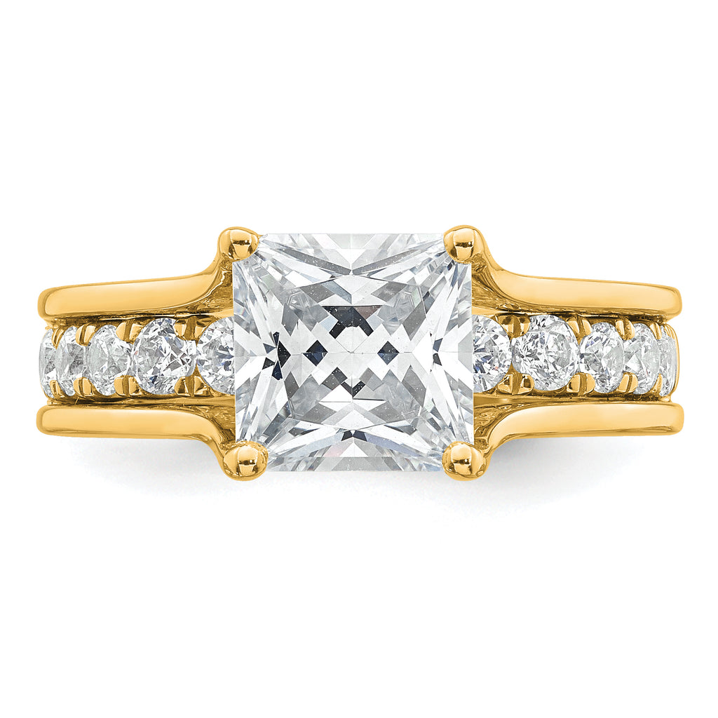 14k 3 1/6 carat Lab Grown Diamond VS+ F+ Princess Complete Engagement Ring
