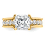14k 3 1/6 carat Lab Grown Diamond VS+ F+ Princess Complete Engagement Ring