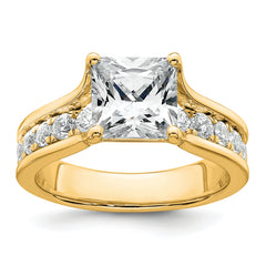 14k 3 1/6 carat Lab Grown Diamond VS+ F+ Princess Complete Engagement Ring