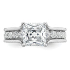 14k White Gold 3 1/6 carat Certified Lab Grown Diamond VS+ F+ Princess Complete Engagement Ring
