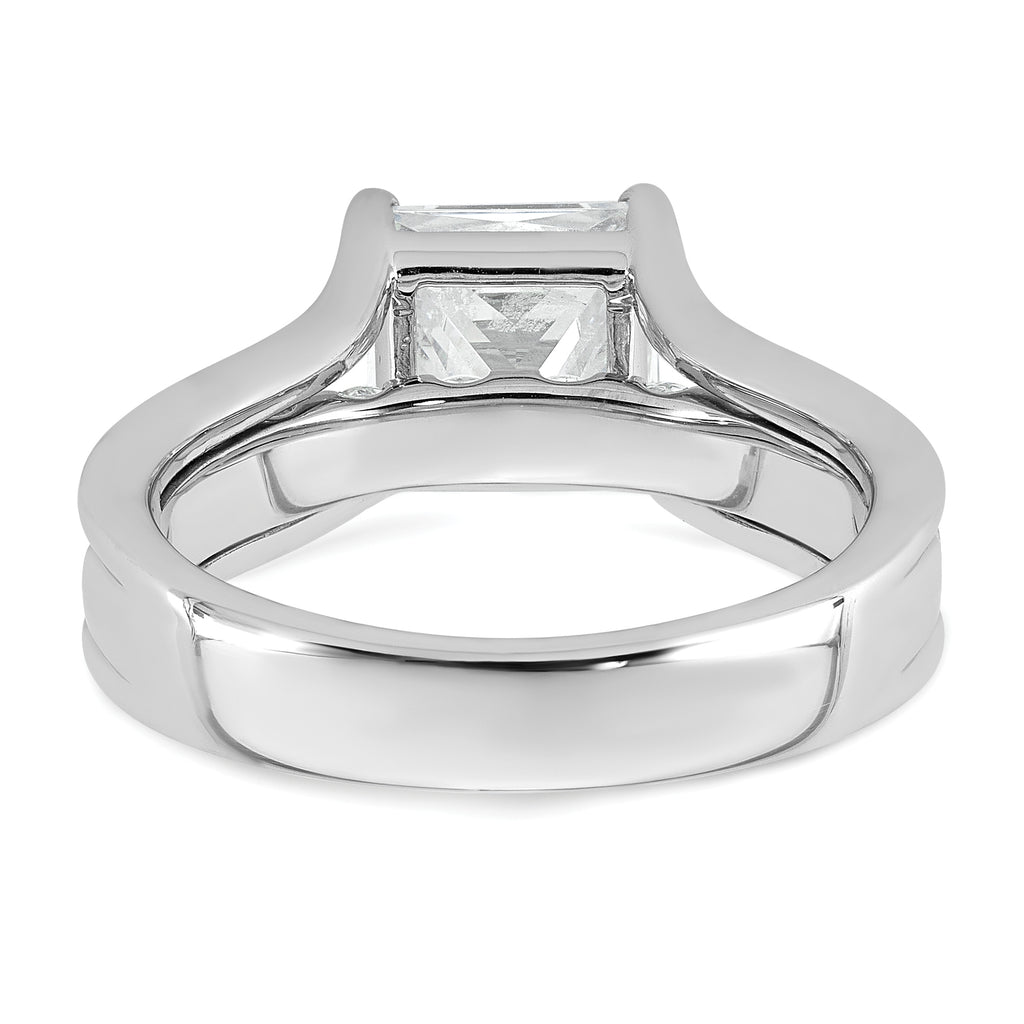 14k White Gold 3 1/6 carat Certified Lab Grown Diamond VS+ F+ Princess Complete Engagement Ring