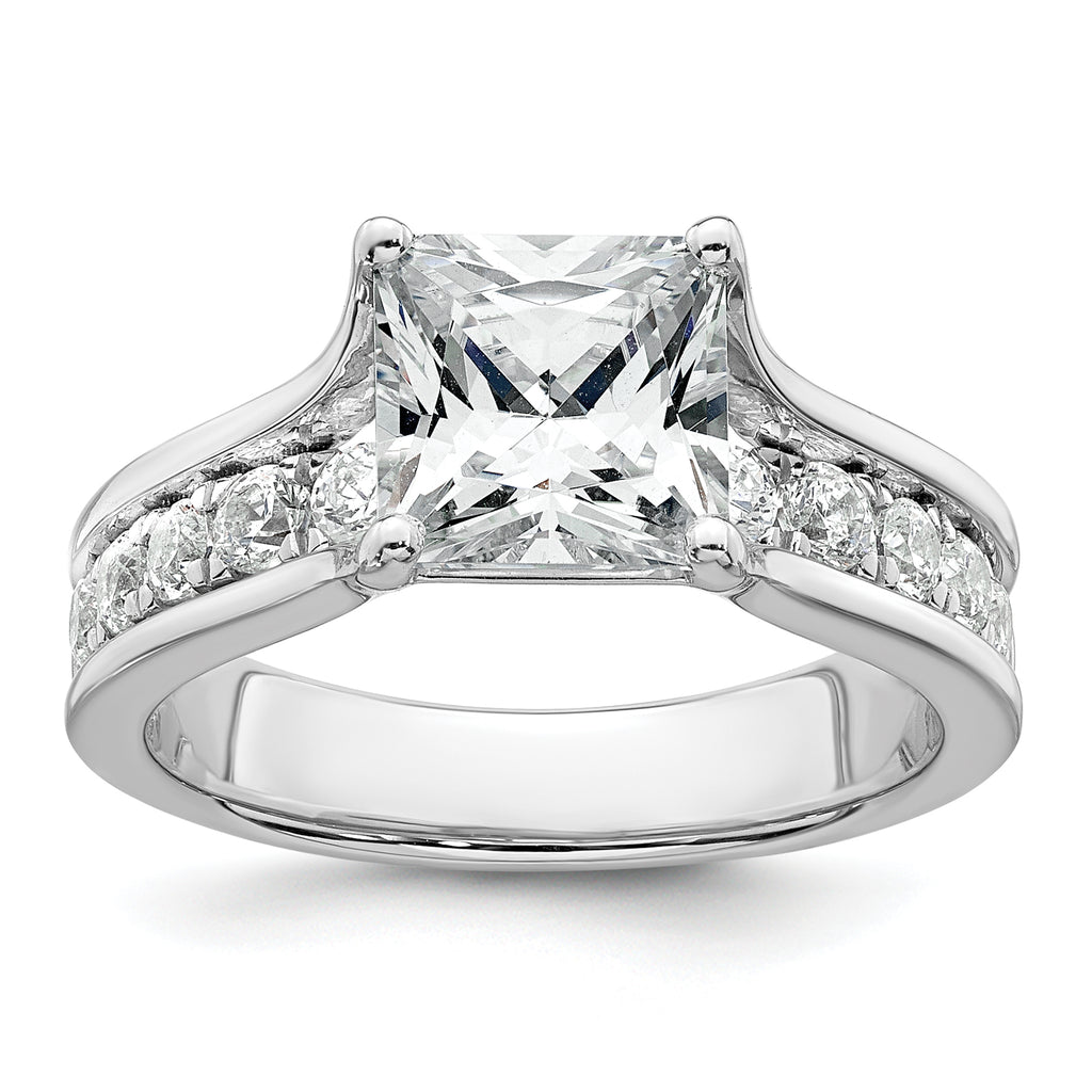 14k White Gold 3 1/6 carat Certified Lab Grown Diamond VS+ F+ Princess Complete Engagement Ring