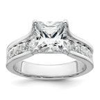 14k White Gold 3 1/6 carat Certified Lab Grown Diamond VS+ F+ Princess Complete Engagement Ring