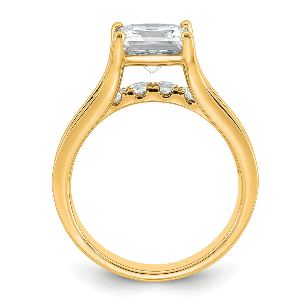 14k 3 1/6 carat Certified Lab Grown Diamond VS+ F+ Princess Complete Engagement Ring