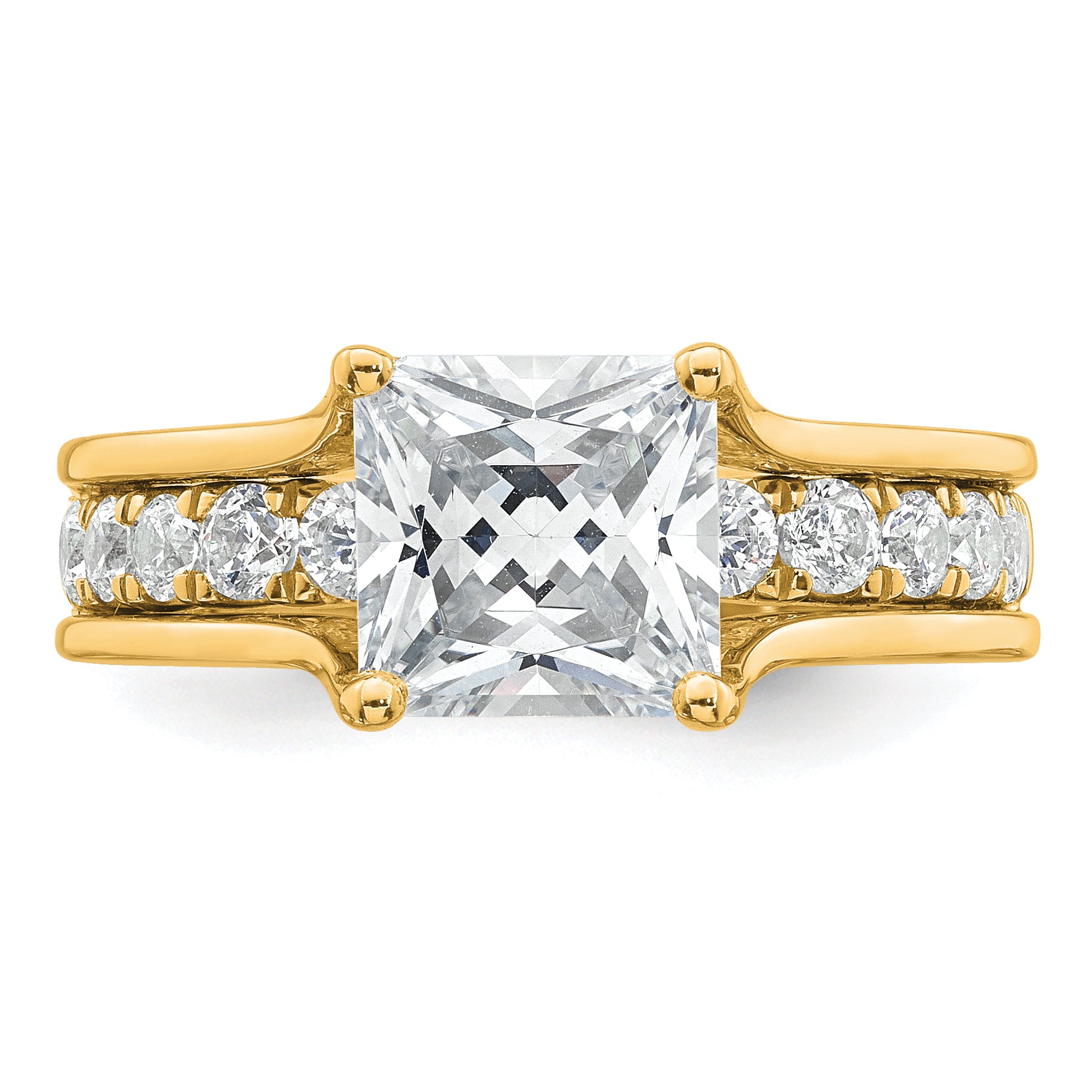 14k 3 1/6 carat Certified Lab Grown Diamond VS+ F+ Princess Complete Engagement Ring