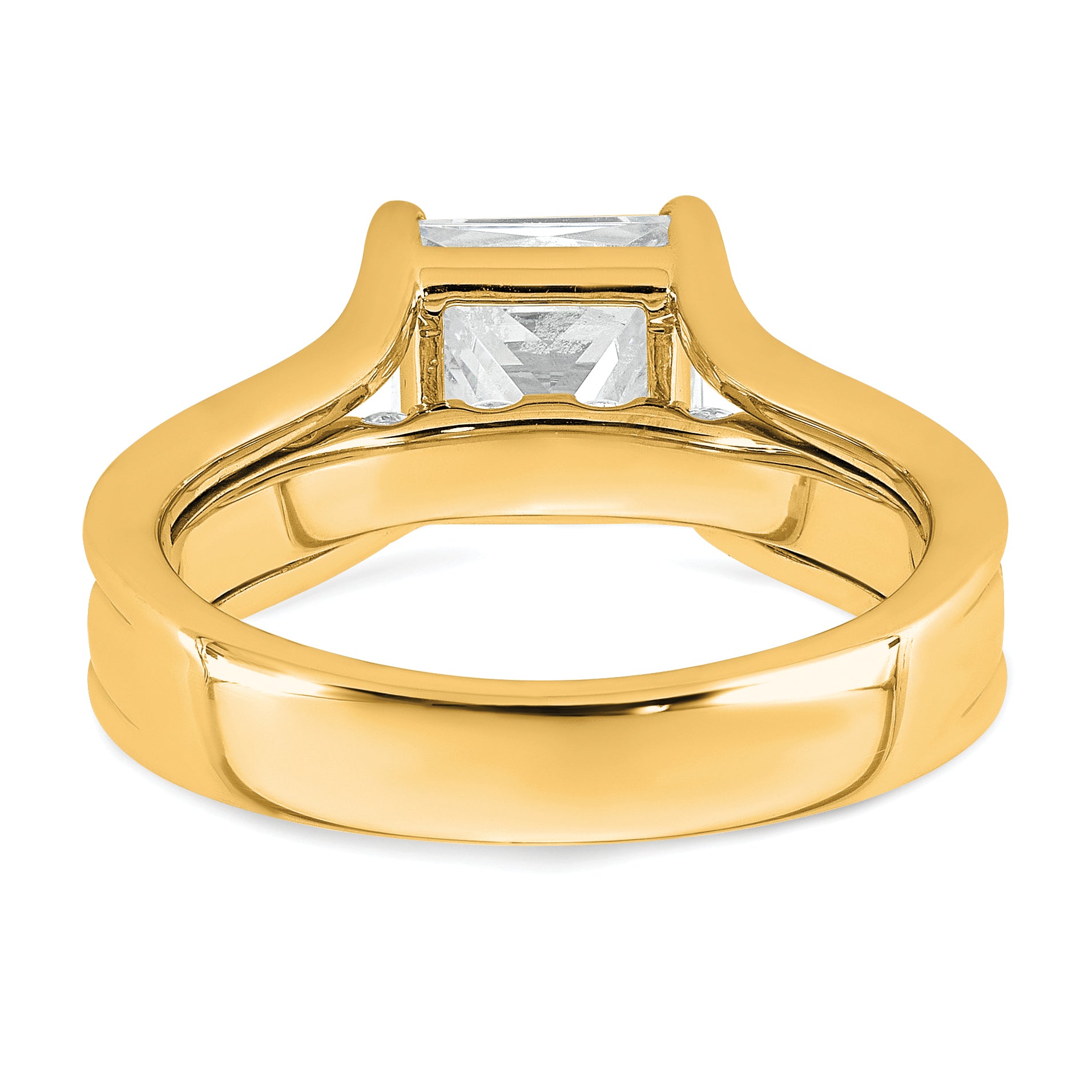 14k 3 1/6 carat Certified Lab Grown Diamond VS+ F+ Princess Complete Engagement Ring