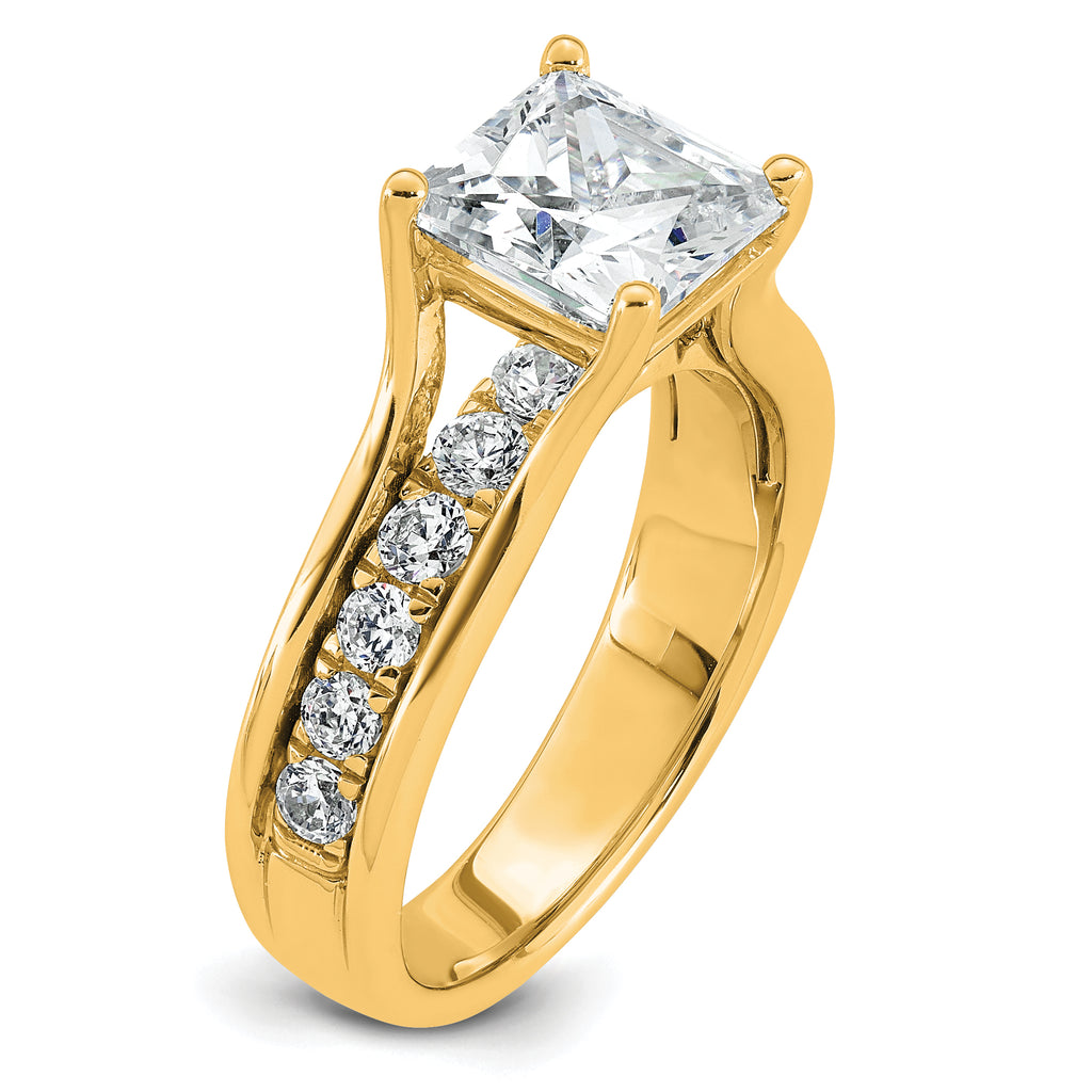 14k 3 1/6 carat Certified Lab Grown Diamond VS+ F+ Princess Complete Engagement Ring