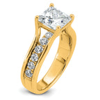 14k 3 1/6 carat Certified Lab Grown Diamond VS+ F+ Princess Complete Engagement Ring