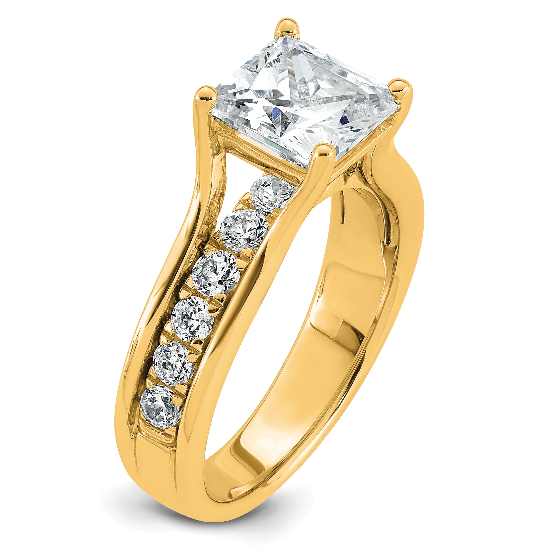 14k 3 1/6 carat Certified Lab Grown Diamond VS+ F+ Princess Complete Engagement Ring
