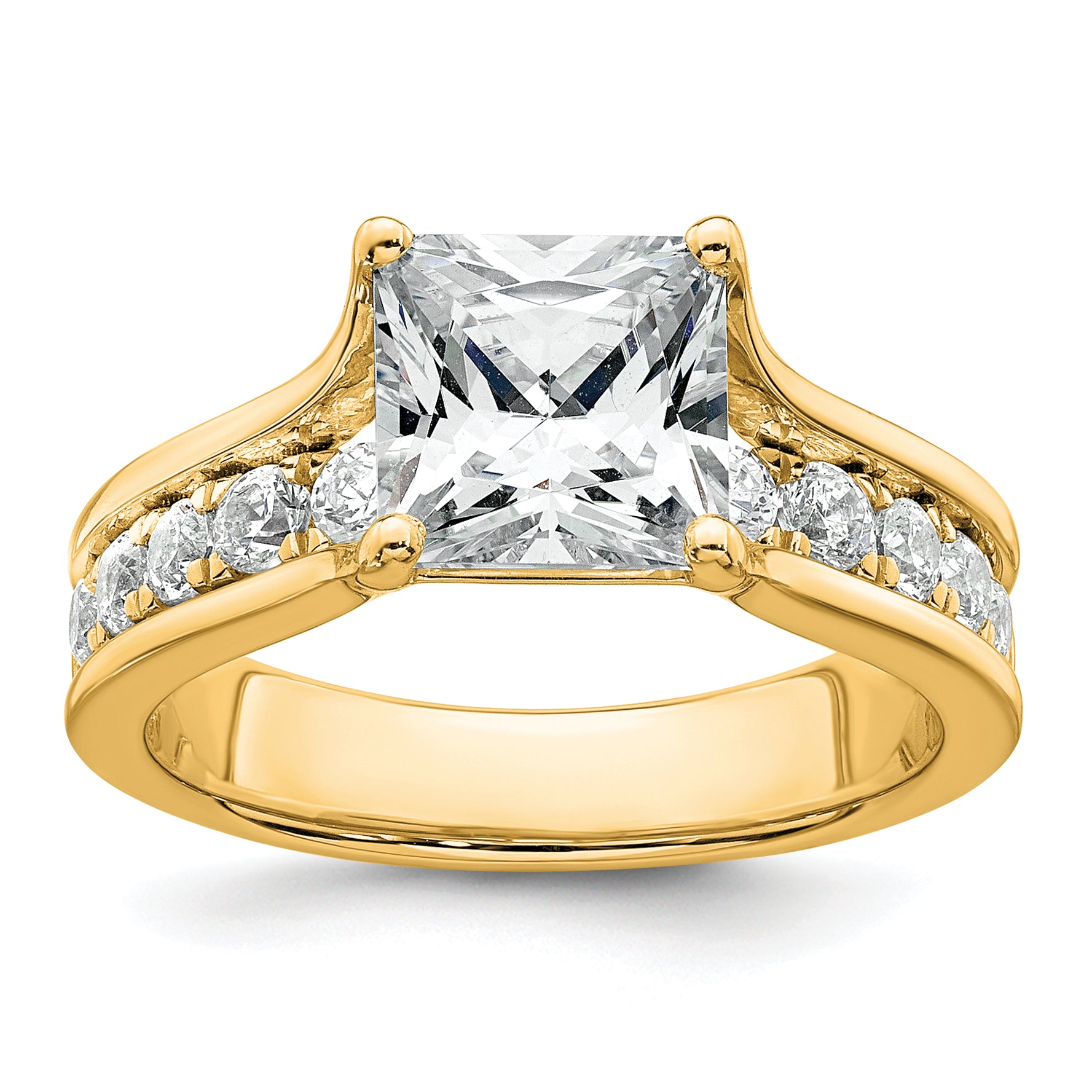 14k 3 1/6 carat Certified Lab Grown Diamond VS+ F+ Princess Complete Engagement Ring Main image