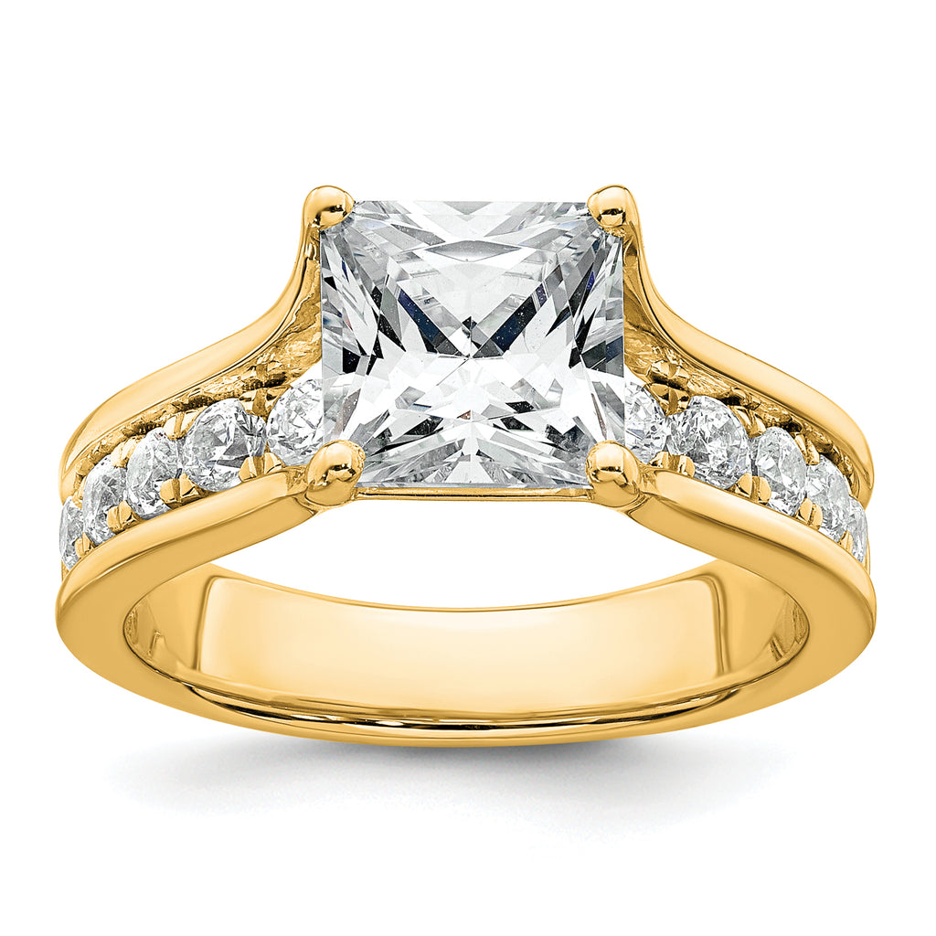 14k 3 1/6 carat Certified Lab Grown Diamond VS+ F+ Princess Complete Engagement Ring