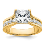 14k 3 1/6 carat Certified Lab Grown Diamond VS+ F+ Princess Complete Engagement Ring