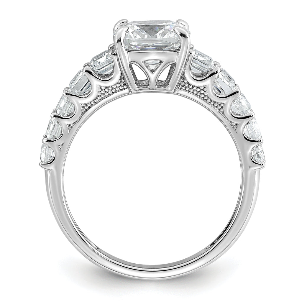 14k White Gold 3 3/8 carat Lab Grown Diamond VS+ F+ Cushion Complete Engagement Ring